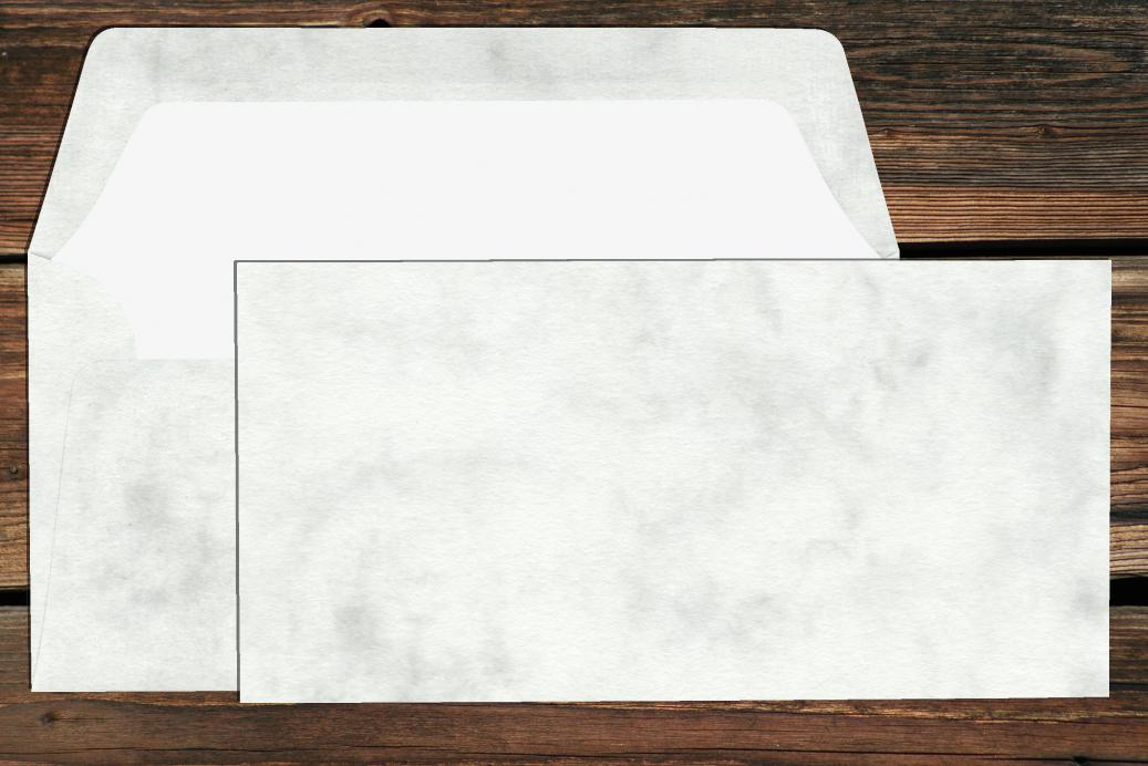 Briefhüllen mit Seidenfutter DL 110x220 mm Nassklebend Grau Marmora 100 g/qm